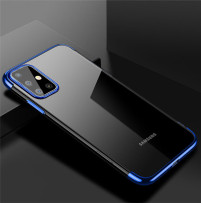 Луксозен силиконов гръб ТПУ прозрачен Fashion за Samsung Galaxy A31 A315F син кант